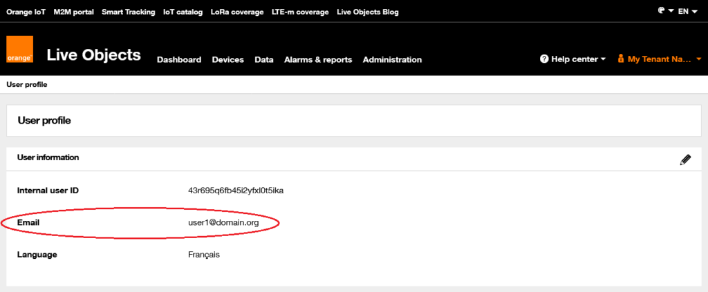 your account's email is indicated in the User information section