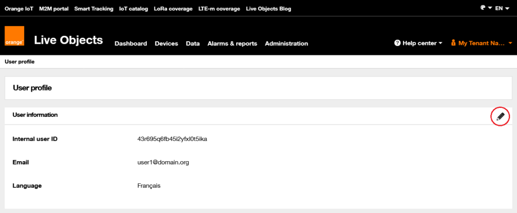 click on the Modify button tu update your email address